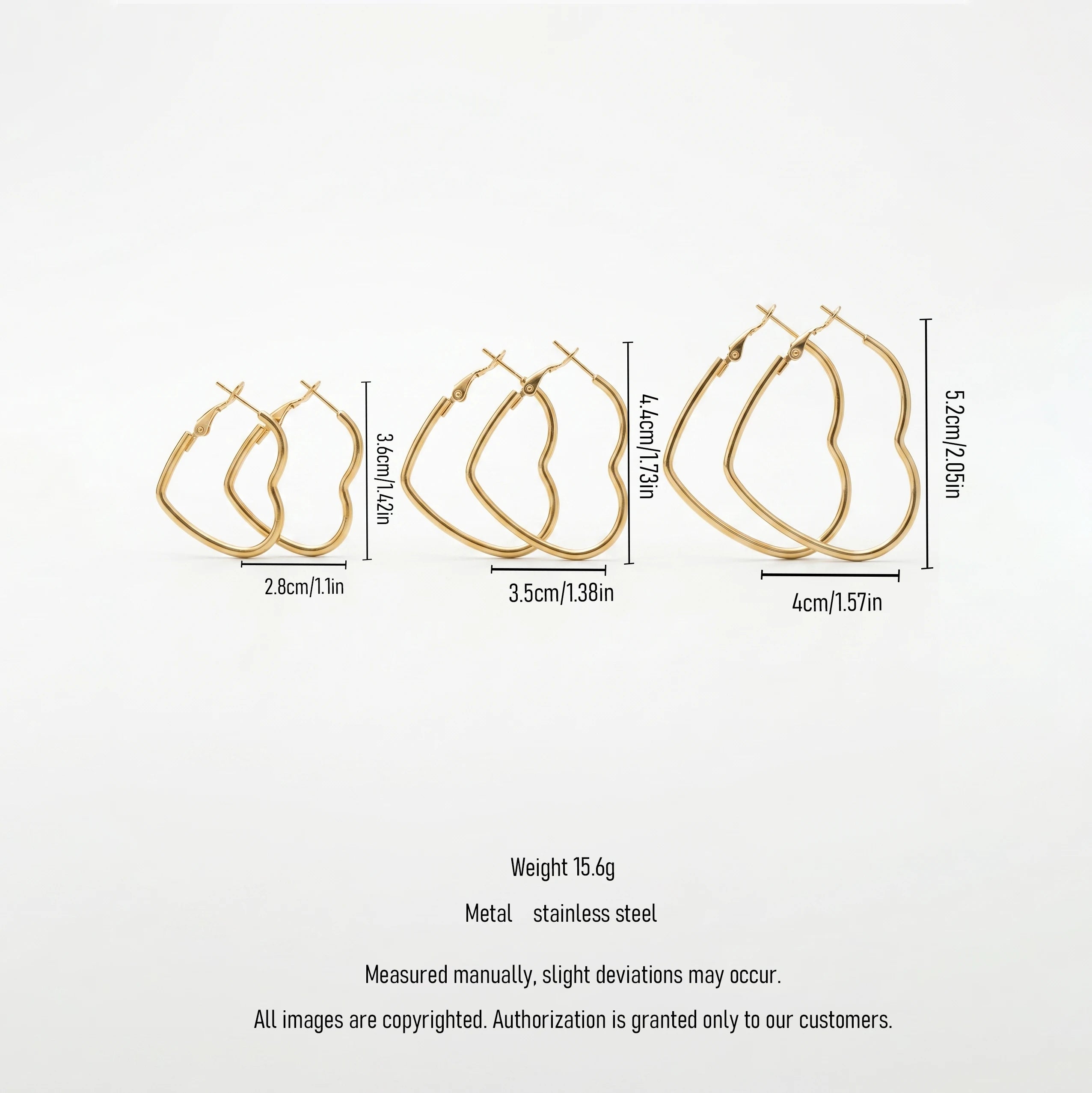 QIAOREN 13197 Gold Plated Heart Hoop Earrings for Women Stainless Steel Heart Shaped Statement Fashion Jewelry