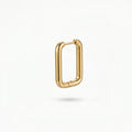 QIAOREN 12585 Dainty Shiny Oblong Geometric Huggie Earrings 316L Stainless Steel No Fade Gold Plated Hoop Jewelry Gift