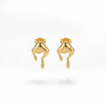 QIAOREN 13262 Polished Gold Tone Melting Heart Stud Earrings Irregular Drip Liquid Love Ear Studs Minimalist Abstract