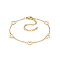 QIAOREN 12854 Gold Plated Heart Charm Ankle Bracelet for Women Adjustable Dainty Love Chain Anklet Minimalist Jewelry Gift