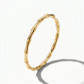 QIAOREN 12766 Stainless Steel 18K Gold Bamboo Joint Hinged Bangle Minimal Open Clasp Stack Wrist Bracelet for Women Daily Gift