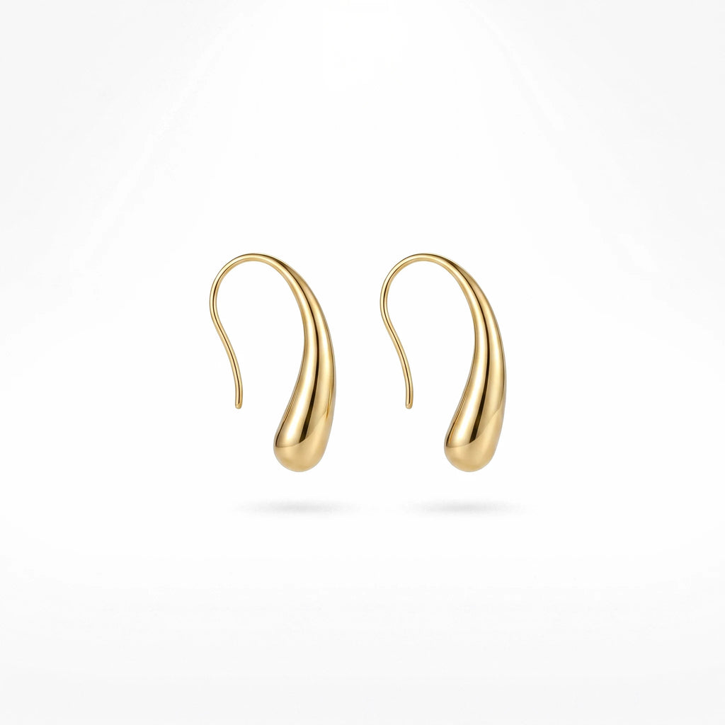 QIAOREN 12510 Tarnish Free Waterproof Teardrop Earrings Gold Stainless Steel  Earrings Women US EU