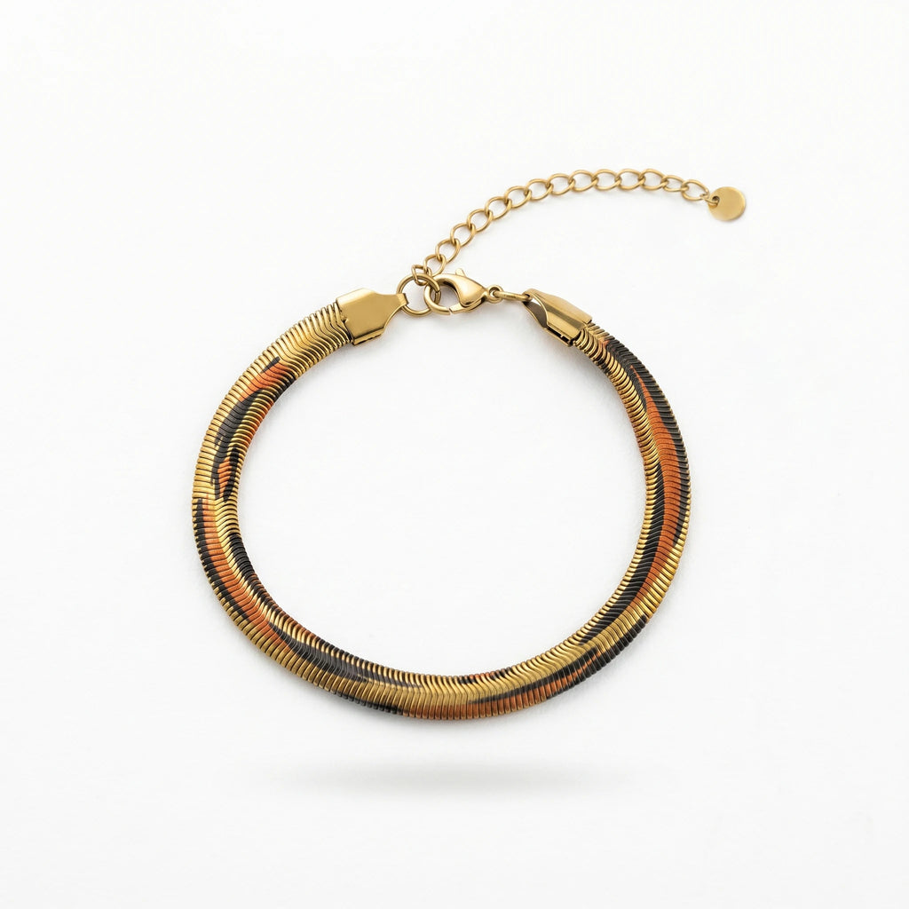QIAOREN 10641 Luxury Gold Snake Chain Stainless Steel Bracelet Waterproof Minimalist Adjustable Wrist Jewelry for Women