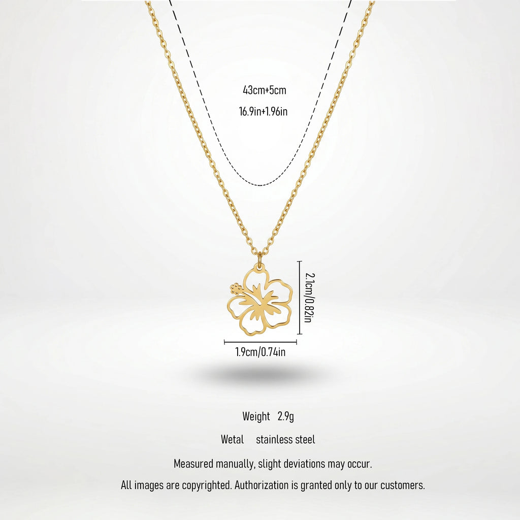 QIAOREN 11723 Wholesale Cutout  Floral Necklace Stainless Steel Gold Plated Beach Jewelry for EU USA Accessories Retailers