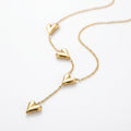 QIAOREN 12880 18K Gold Plated Puffy Heart Y Necklace, Waterproof Tarnish Free Stainless Steel Lariat Heart Jewelry for Women