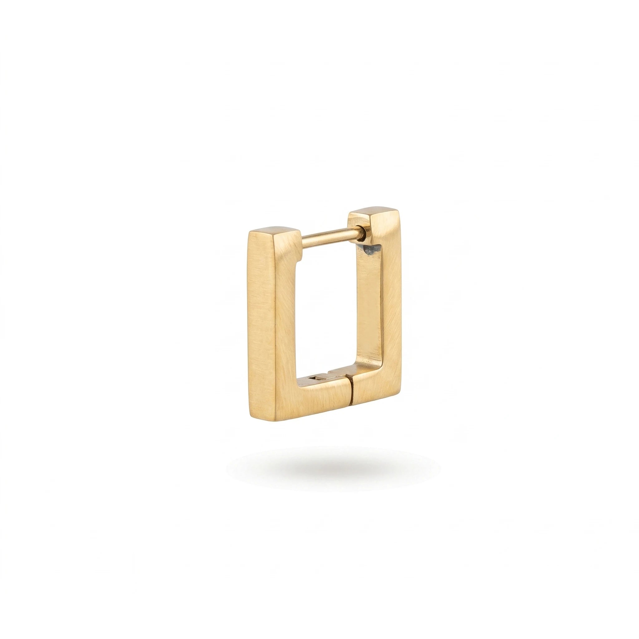 QIAOREN 12579 Matte Finish Rectangle Huggie Hoop Earrings PVD 18K Gold Stainless Steel Hypoallergenic Geometric Ear Buckle